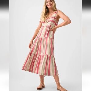 Faherty Lanai Linen Blend Dress Size Large Sundress Sun Dress